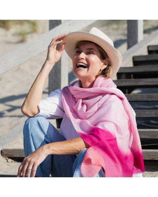 Heritagemoda Red Ombré Rose Blush Wool Scarf