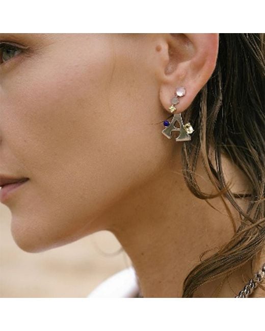 Onia Metallic Rose Quartz, Peridot & Moonstone Tri-Studs