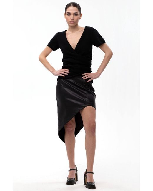 Maison Bogomil Black Faux Leather Asimetric Skirt