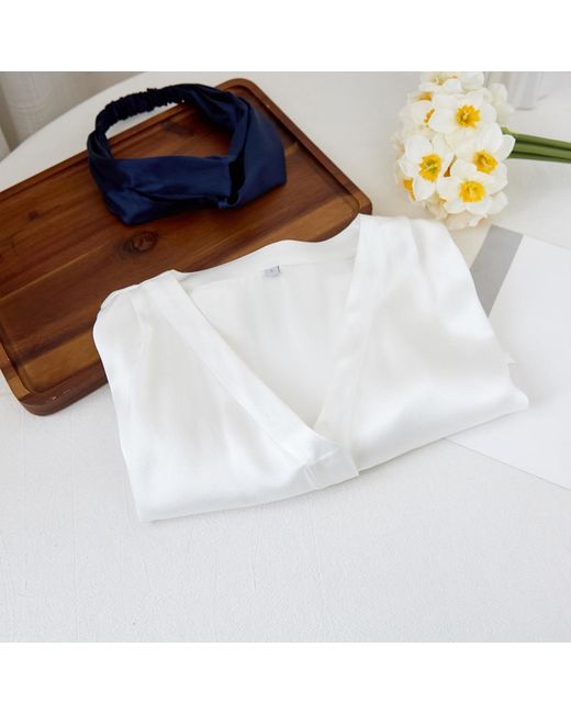 Soft Strokes Silk White Pure Mulberry Silk Top Regular Fit