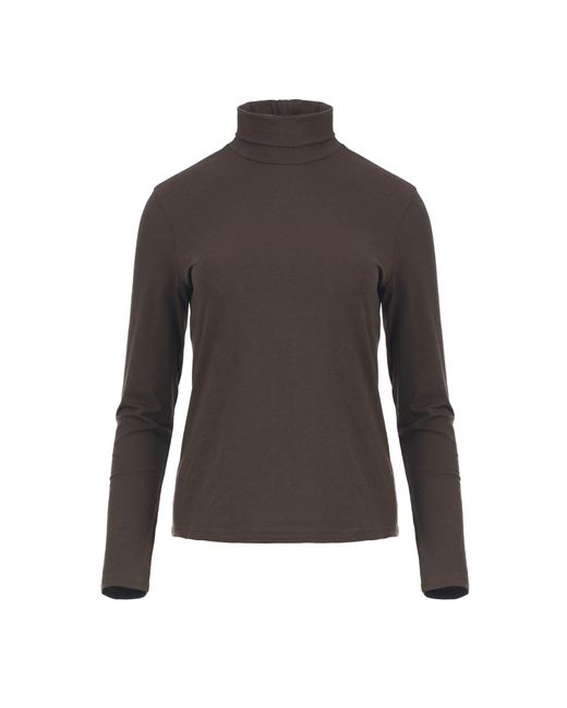 Conquista Brown Turtle Neck Top By In Sustainable Fabric