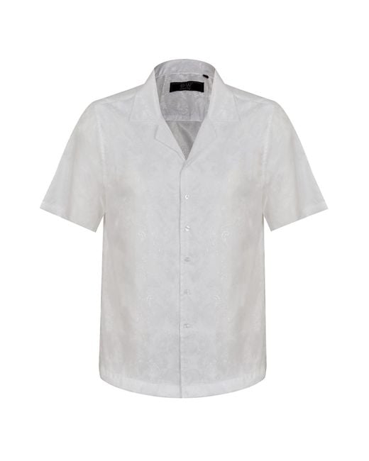 DAVID WEJ Gray Washington Cuban Collar Paisley Shirt for men