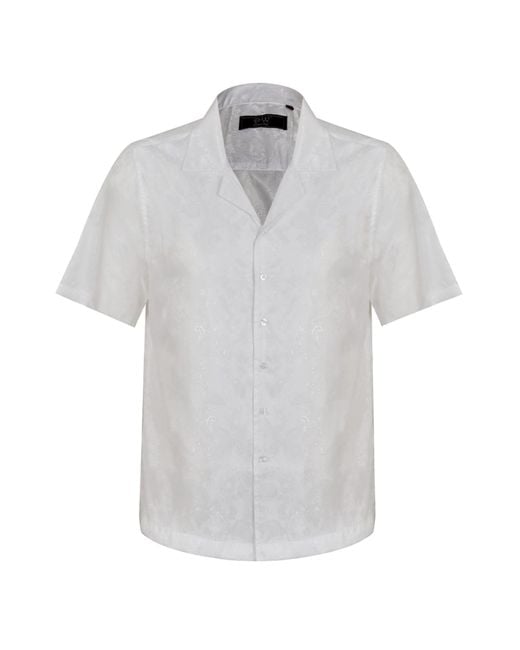 DAVID WEJ Gray Washington Cuban Collar Paisley Shirt for men