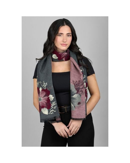 Saachi Purple Reversible Floral Medley Scarf