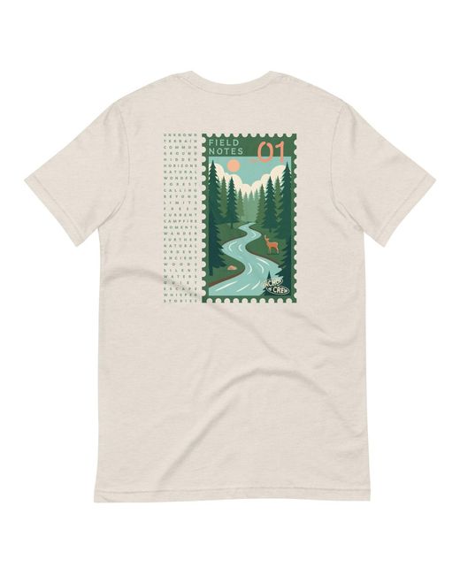 Anchor and Crew Green Neutrals Heather Dust Field Notes Postmark Organic Cotton T-Shirt