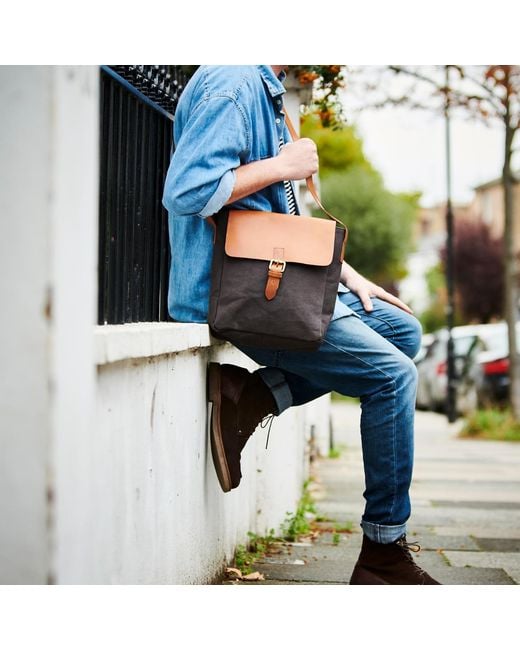 VIDA VIDA Pink Canvas And Leather Cross Body Messenger Bag for men