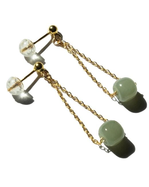 seree Blue Zodiac Collection Libra Skinny Chain Jade Earrings