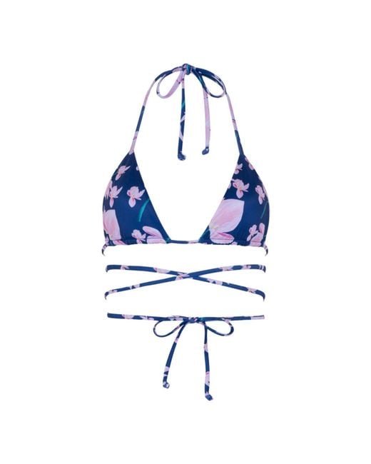 Veroni Swim Blue Lunar Petal Wrap Around Straps Bikini Top