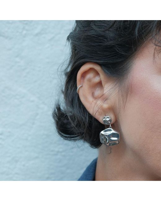 LINYA JEWELLERY Metallic Lora Dangle Round Amorphous Earring