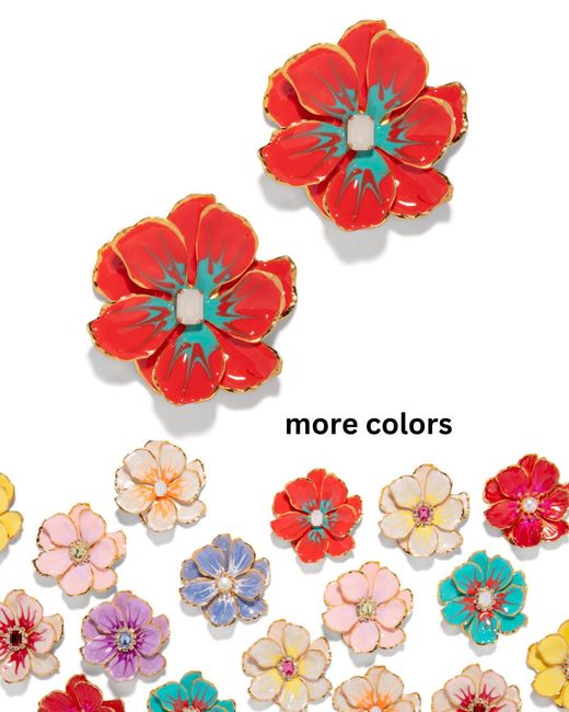 The Pink Reef Red Large Jewel Box Floral Earrings
