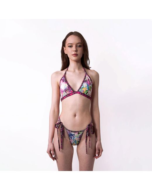 Maui X Lolita Purple Kelly Reversible Plaid Triangle Bikini