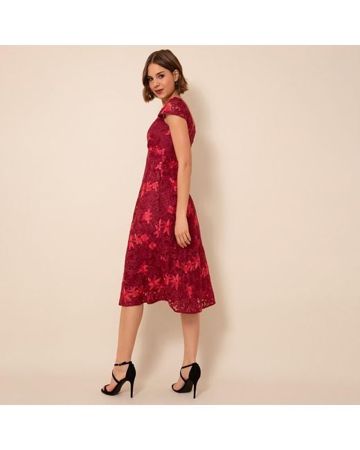Alie Street London Red Charlotte Lace Dress Azalea