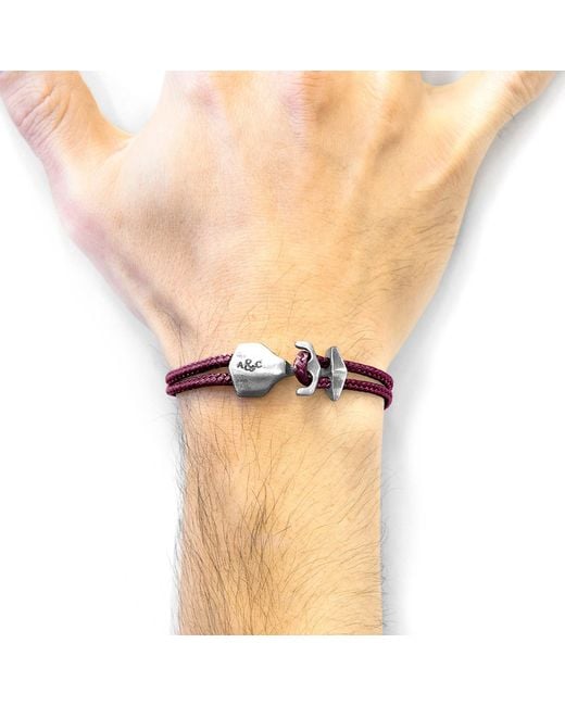 Anchor and Crew Purple Aubergine Delta Anchor & Rope Bracelet for men