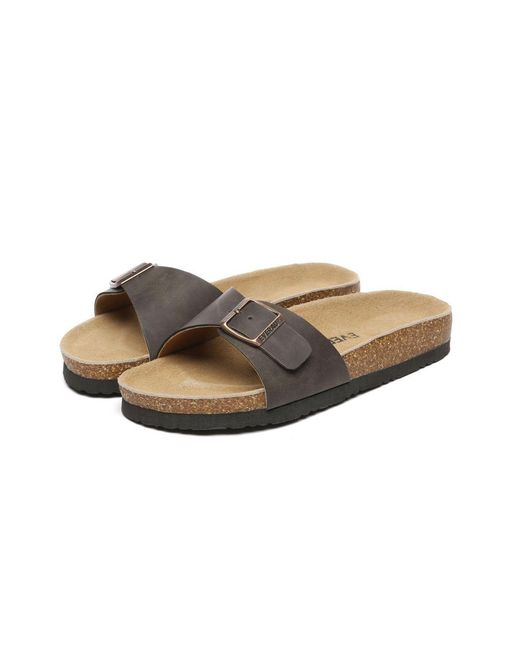 EverAu Australia Brown Swan Leather Easy Slip-On Sandals