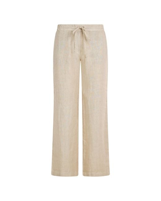 Haris Cotton Natural Neutrals Solid Wide Leg Linen Pants