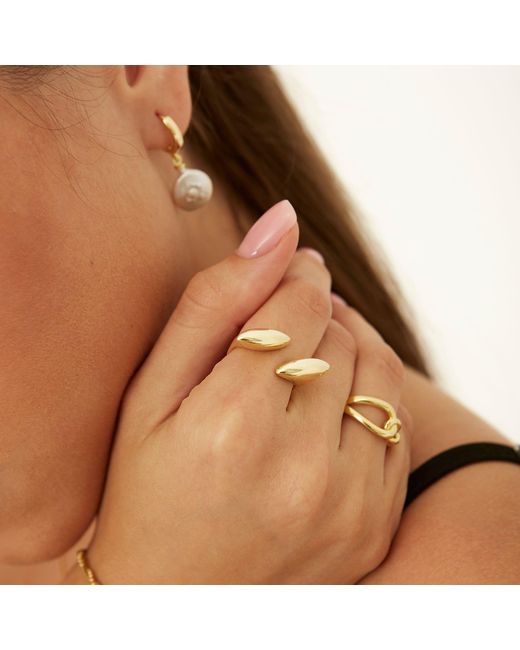 Spero London Metallic Knotted Circles Sterling Adjustable Ring
