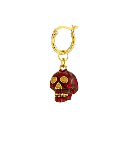 True Rocks Metallic Gun Metal Sterling & 18Kt Plated Mini Skull Charm On Hoop for men