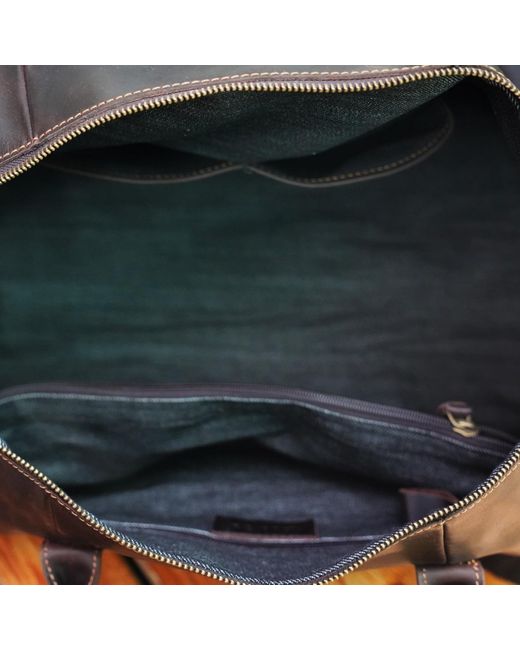 Touri Black Leather Weekend Bag With Suit Compartment for men