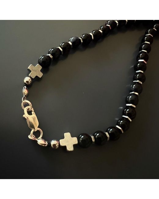 Ebru Jewelry White Tourmaline Faravahar Beaded Necklace-black