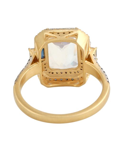 Artisan Metallic Moonstone & Sapphire Pave Diamond Cocktail Ring