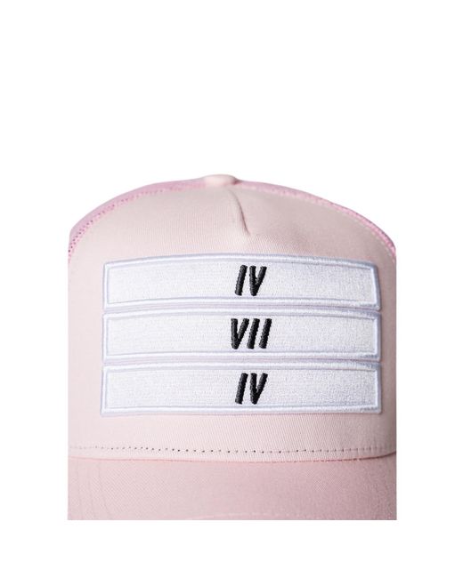 474 co Pink 474 Distressed 3 Bars Trucker Hat for men