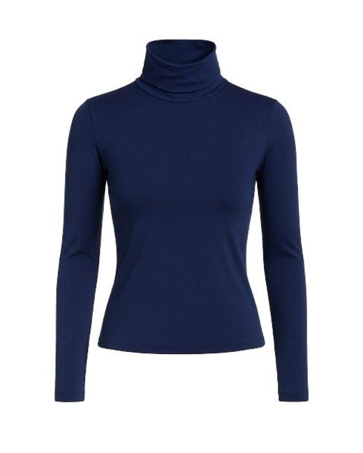 Conquista Blue Dark Turtle Neck Top By