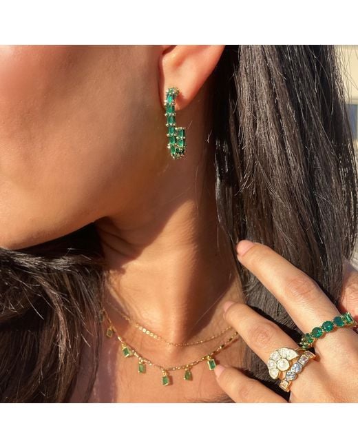 Native Gem Green Glam Hoops- Emerald