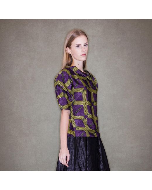 Bianca Popp Green Puff Blouse With Collar
