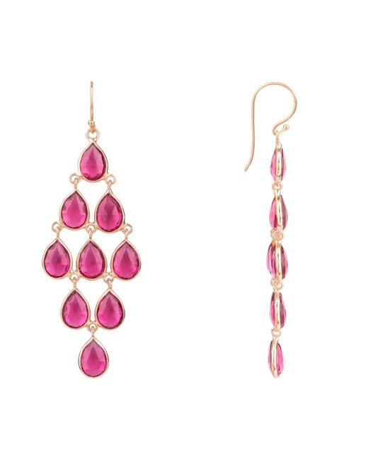 Latelita London Erviola Gemstone Cascade Earrings Rose Gold Pink Tourmaline