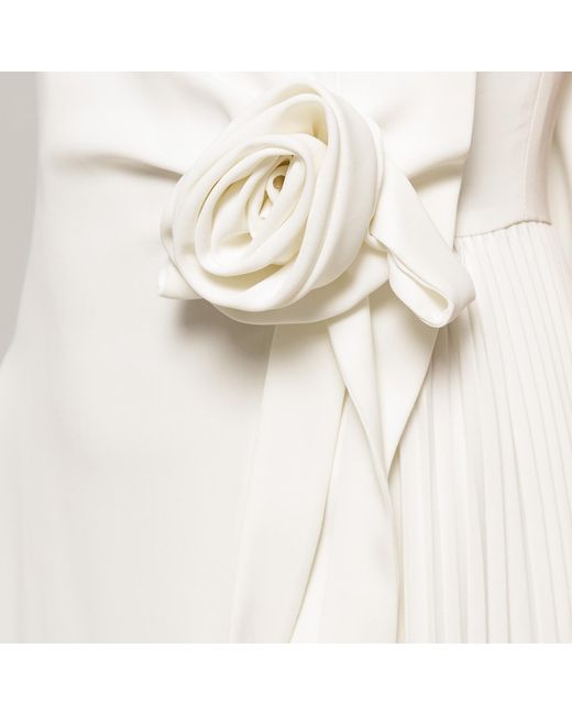 Nissa White Floral-Detail Midi Dress