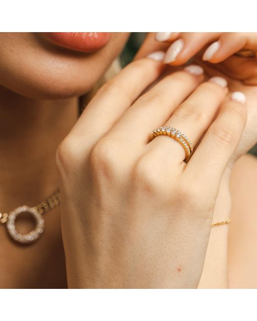 BLOOMTINE | Earth Angel HQ Metallic Illuminess Premium Vermeil Moissanite Combi Ring