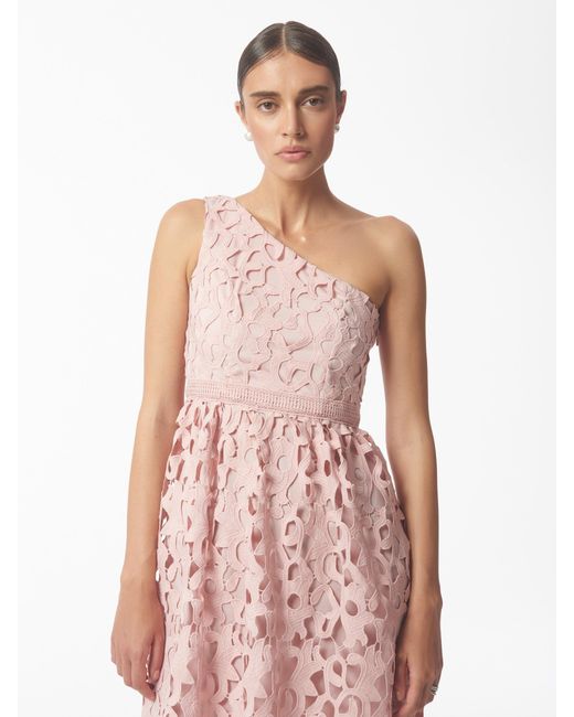 Sour Figs Pink One Shoulder Lace Dress