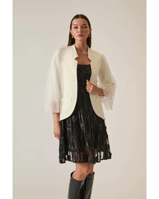 James Lakeland Natural Tulle Sleeve Blazer