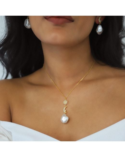 Luna Charles Metallic Bronte Pearl Drop Necklace