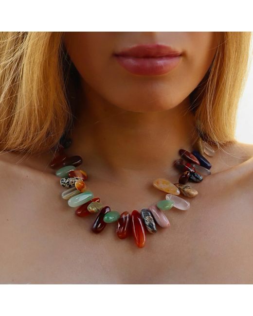 Mineralgems•Studio Red Agate, Jasper & Quartz Gemstone Necklace