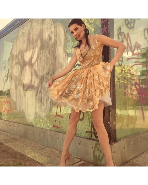 Miro Misljen Metallic Petticoat Dress