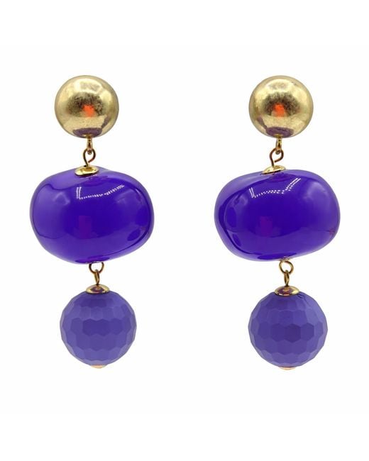 Michael Nash Jewelry Purple Analise Triple Resin Drop Pierced Earrings