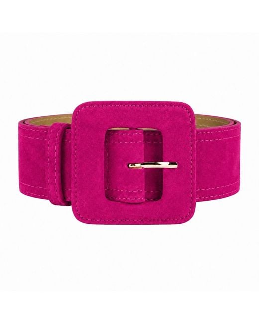 BeltBe Purple Suede Square Buckle Belt