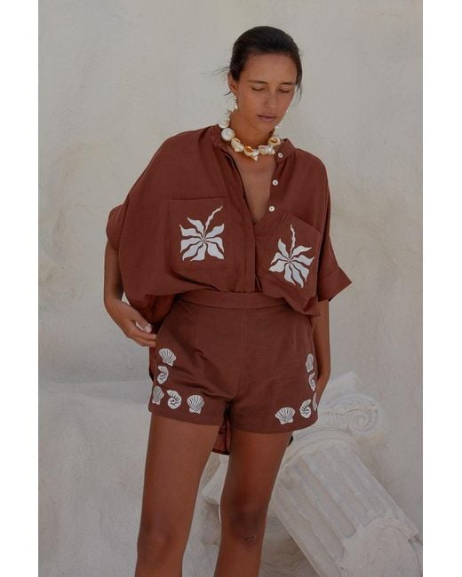Palm Collective Brown Summer Blouse