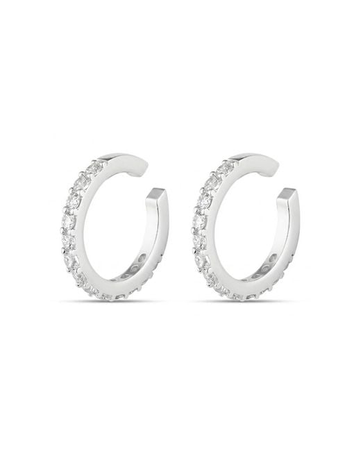 Spero London Metallic Cubic Zirconia Sterling Ear Cuffs No Piercing