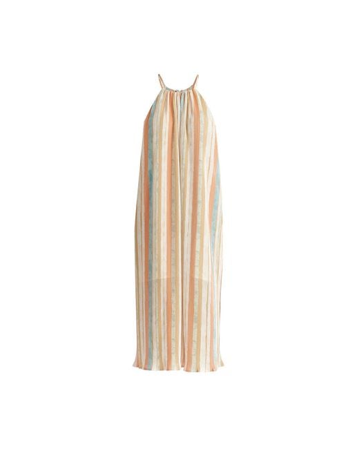 Paisie Natural Halter Neck Plisse Dress With Belt