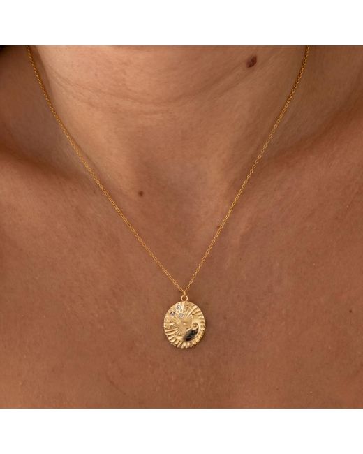 Spero London Metallic Moon Embossed Silhouette Sterling Medal Necklace