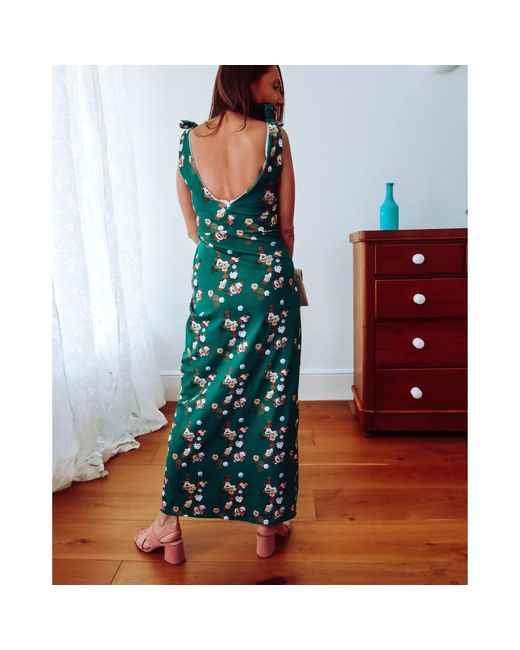 Sophie Cameron Davies Green Floral Cotton Maxi Dress