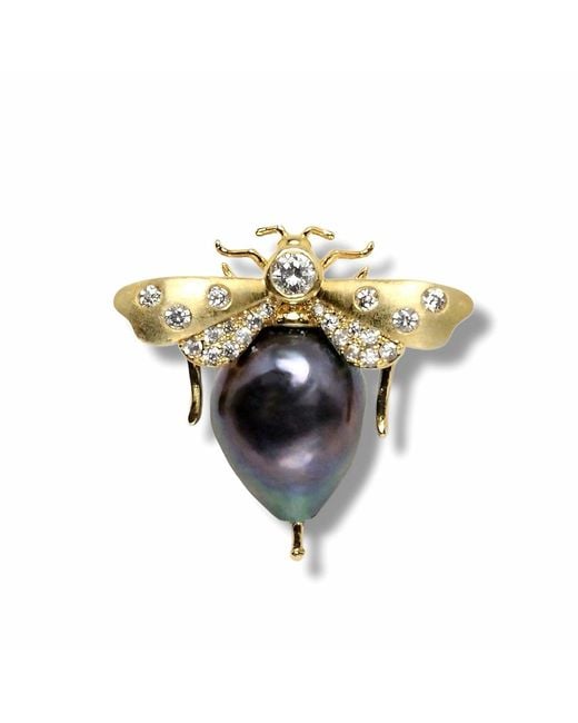 Ninemoo Blue Pearl Honeybee Pendant And Brooch