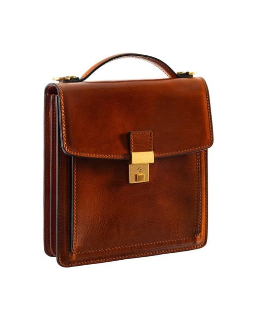 Time Resistance Brown Small Leather Briefcase For