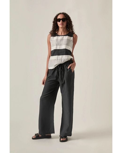 James Lakeland Black Linen Blend Drawstring Trousers