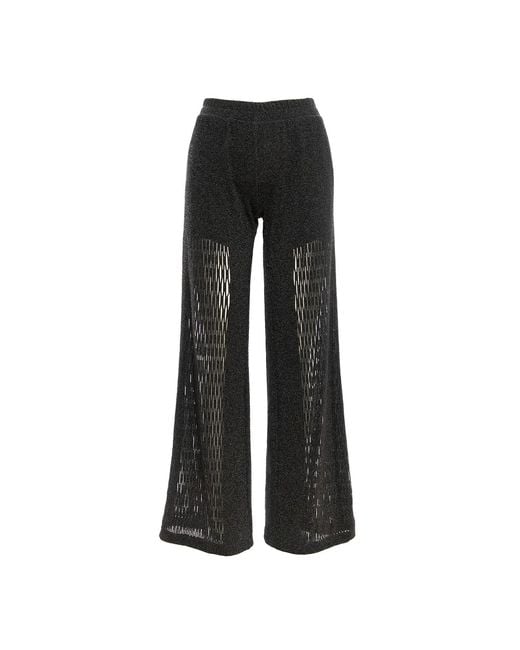 Silvia Serban Black Zig-Zag Lasercut Glitter Pants