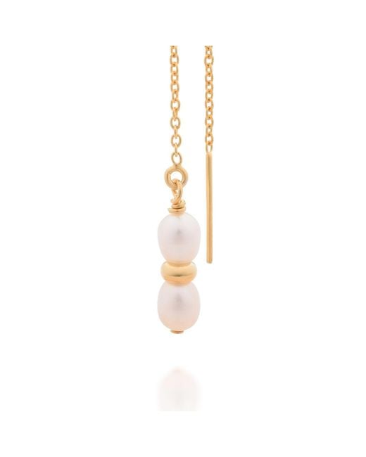 Nellou Jewellery Metallic Ellen Pearl Fall Earrings Plated Sterling