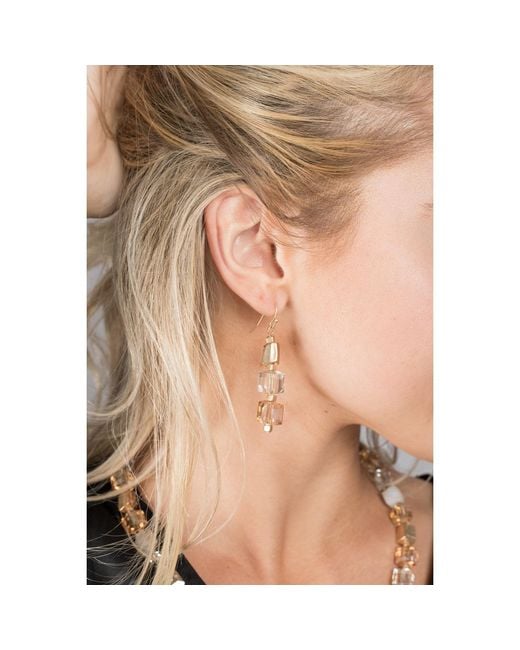 Saachi White Bead And Stone Dangle Earrings
