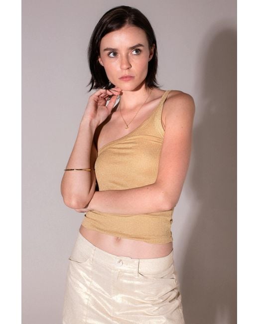 Vænn Brown Rose Metallic One Shoulder Tank